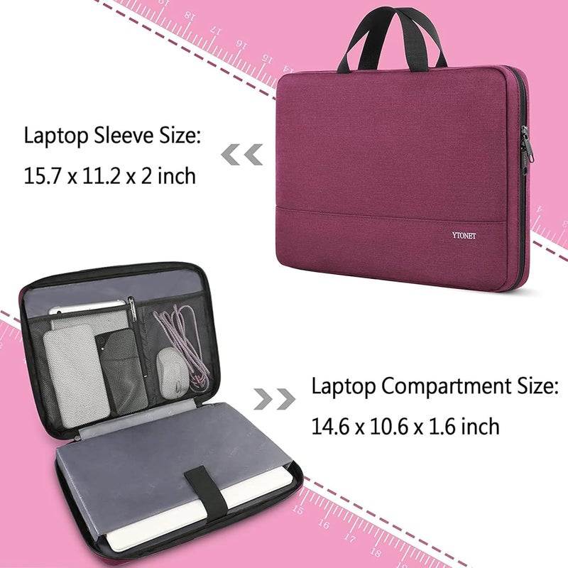 Ytonet Laptop Case 15.6 Inch, TSA Friendly Laptop Sleeve Cover with Handle for Women, Protective Slim Computer Carrying Case Compatible with HP Dell Lenovo Asus Notebooks, Purple Red - Image 3